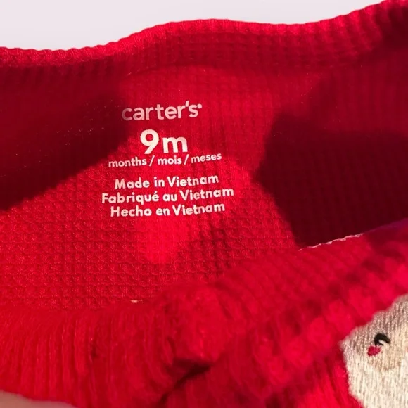 NWT Carter's Baby Red Waffle Knit Santa Christmas Footies Size 9 Months - Picture 6 of 8